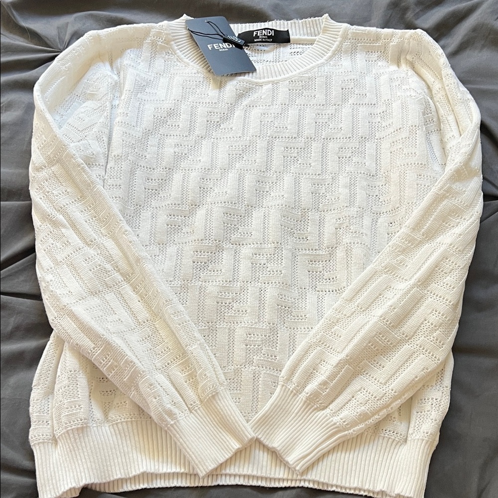 Fendi Ivory Textured Knit Pullover
